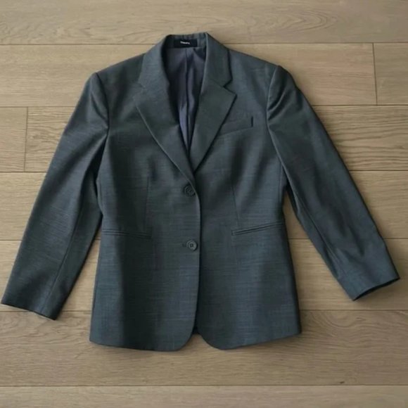 Single breasted theory blazer with cropped sleeves - Picture 1 of 6